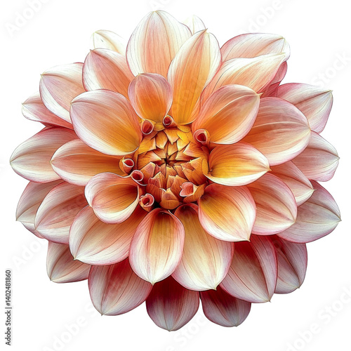 peach dahlia flower bloom - isolated on black