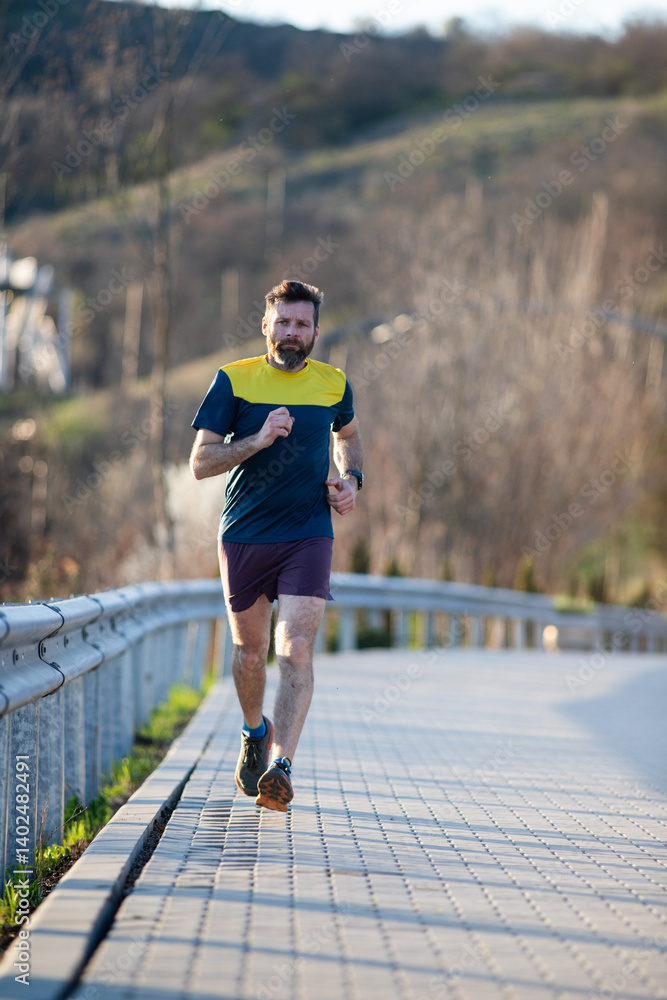 fit man in his forties running outdoors