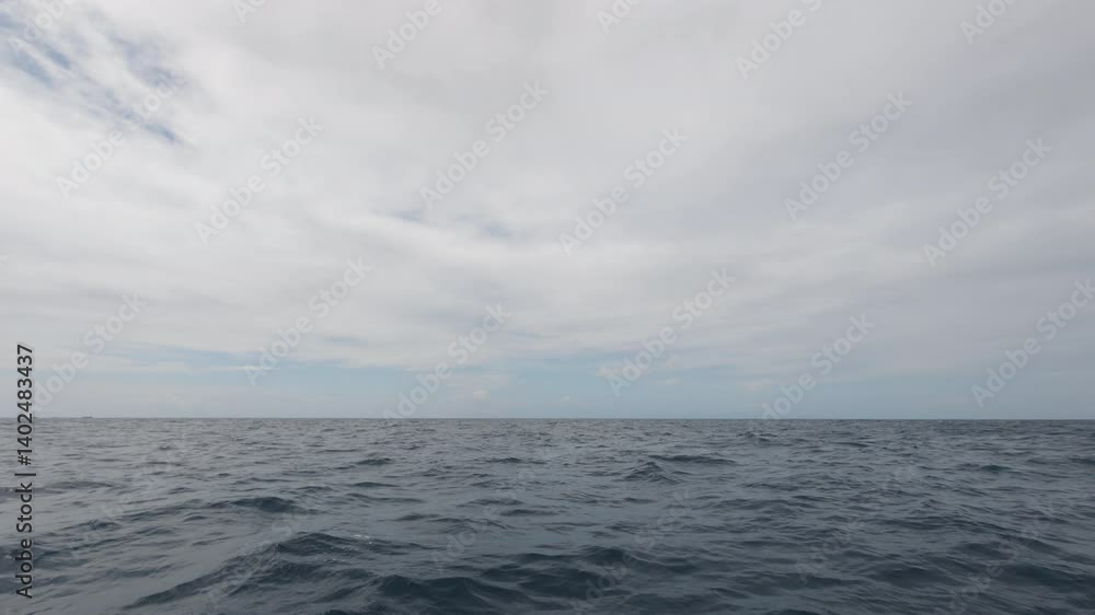 Slow motion POV from boat in Indian ocean sailing between Seychelles islands in daytime Slow motion POV from boat in Indian ocean sailing between Seychelles islands in daytime