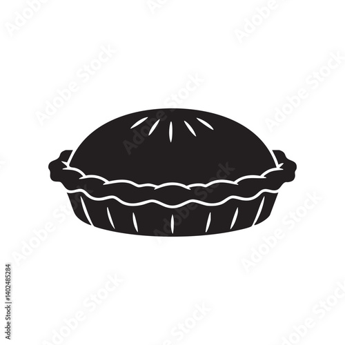 Classic round pie with crusty top in simple bold vector illustration style