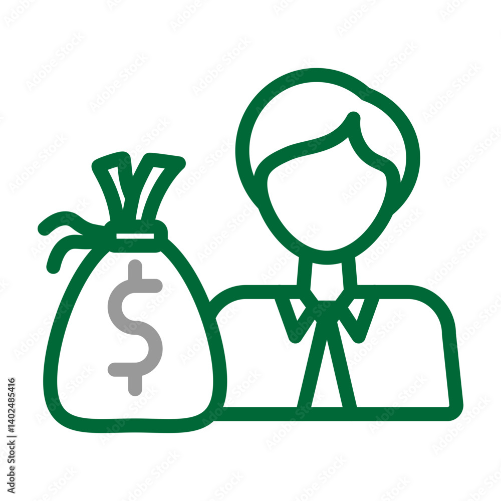 Private Equity Vector Line Dark Green Grey Icon Design Private Equity Vector Line Dark Green Grey Icon Design