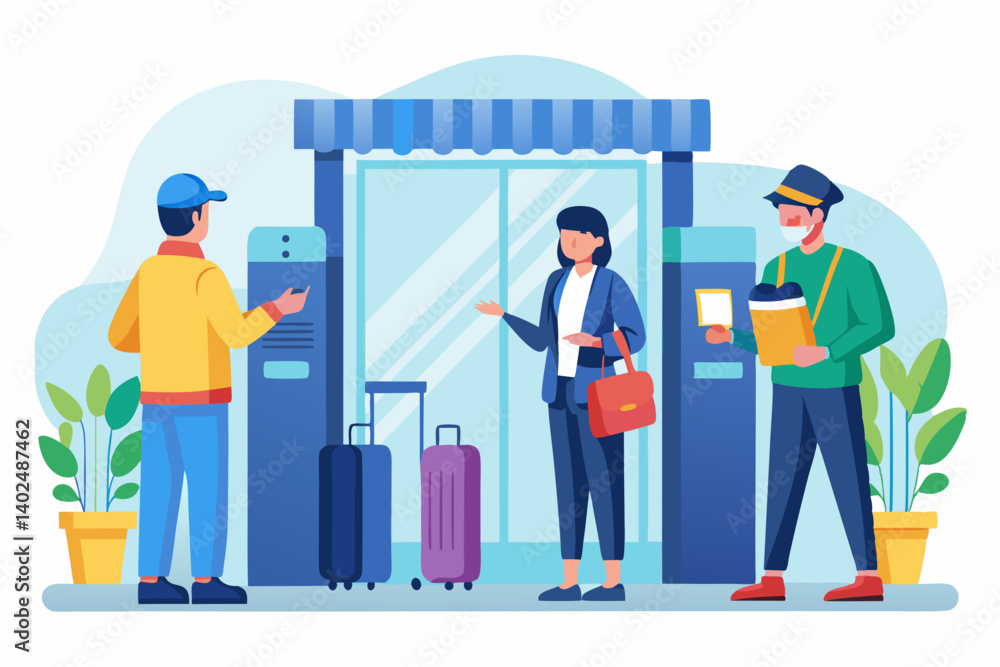 Vector design of an airport security checkpoint with scanning machines and personnel Vector design of an airport security checkpoint with scanning machines and personnel