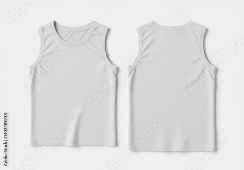 Simple sleeveless tank tops front and back view clothing apparel