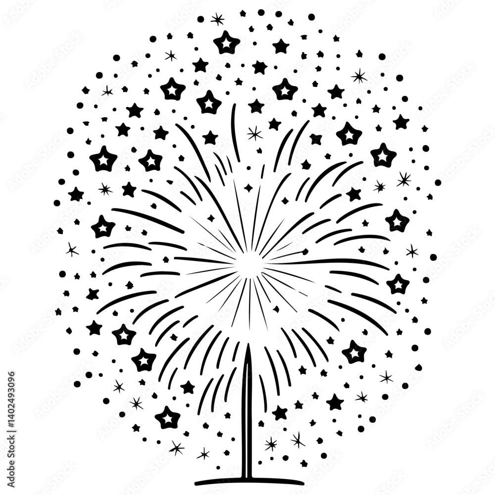 Monochrome Celebration Sparkles Illustration Monochrome Celebration Sparkles Illustration