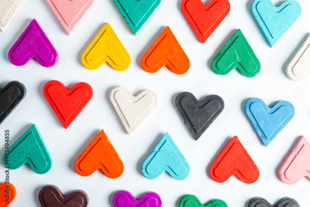 Valentines Day greeting card. Love is. Colorful hearts for valentines day or love background