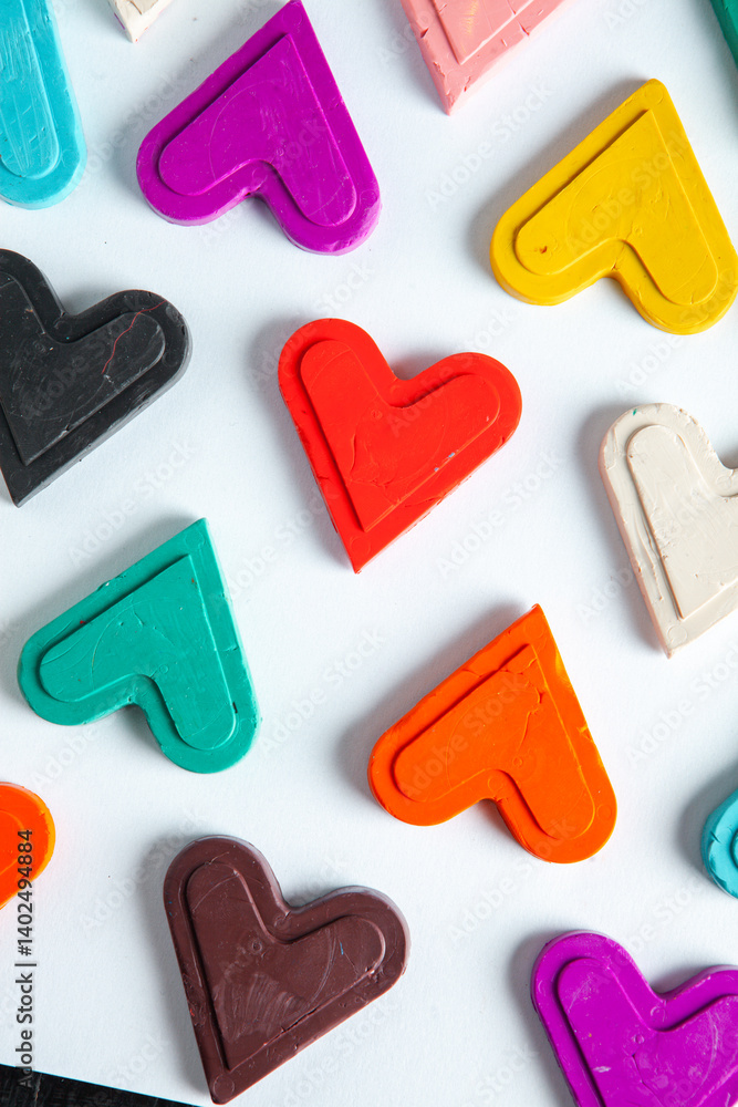Valentines Day greeting card. Love is. Colorful hearts for valentines day or love background
