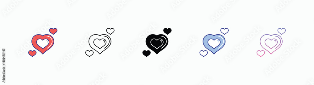 Hearts icons set in different style vector stock Hearts icons set in different style vector stock