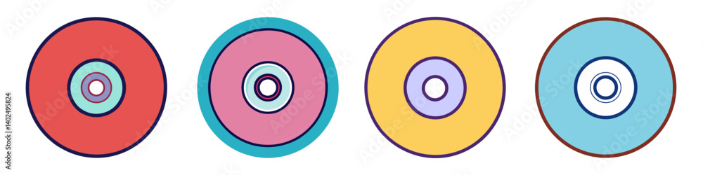 Collection of Colorful Circular Designs with Concentric Rings and Varied Hues Collection of Colorful Circular Designs with Concentric Rings and Varied Hues