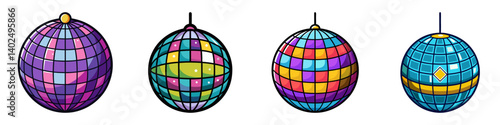 Collection of Colorful Disco Balls for Party Decorations