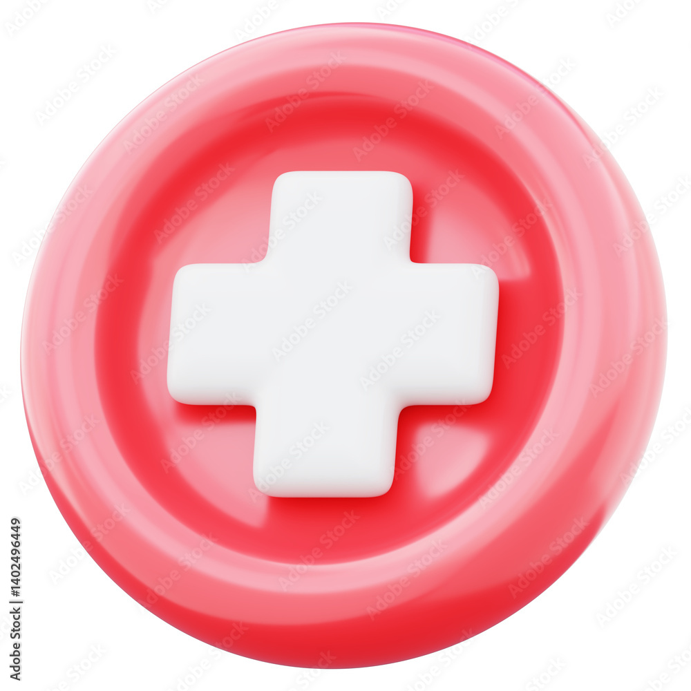 Obraz premium Plus emblem representing healthcare medical treatment and safety icon illustration. Concept of health services 3d render image