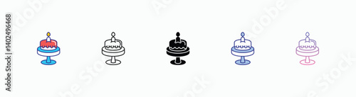 Cake Stand icons set in different style vector stock 