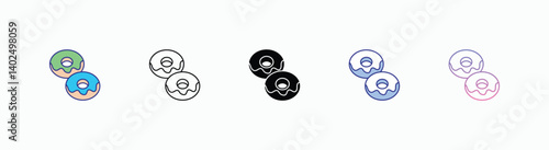 Doughnut icons set in different style vector stock 