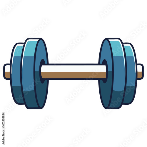 Cartoon dumbbell with blue weights  
