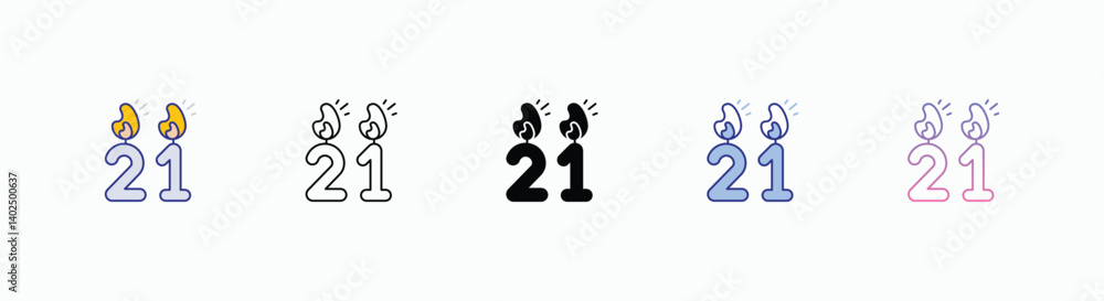 Candles icons set in different style vector stock 