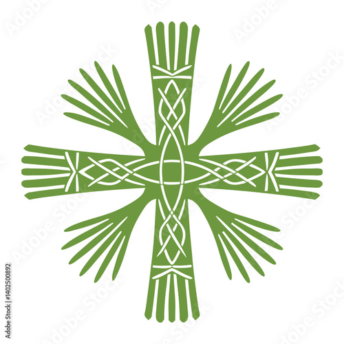 Palm Leaf Cross Woven cross with radiating fronds, symbolizing Día de la Cruz