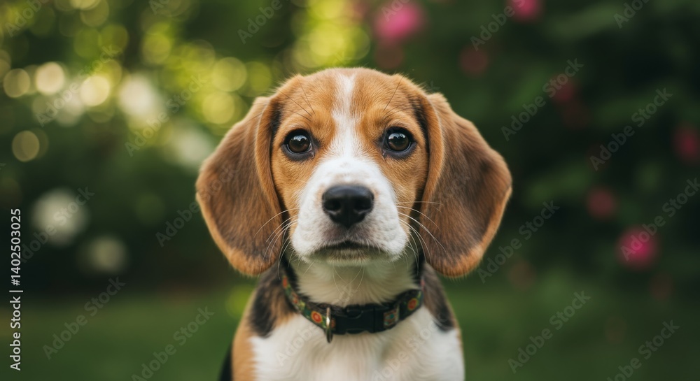 Puppy Portrait: Wide Eyed Beagle - Adorable beagle puppy, playful expression, innocent gaze, warm brown fur, traditional breed. Symbolizing: friendship, loyalty, joy, innocence, companionship Puppy Portrait: Wide Eyed Beagle - Adorable beagle puppy, playful expression, innocent gaze, warm brown fur, traditional breed. Symbolizing: friendship, loyalty, joy, innocence, companionship
