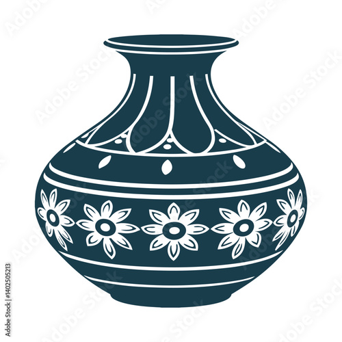 Barro Negro Vase Shiny Black Pottery Vase Illustration - Barro Negro Pottery Vase Illustration Vector File