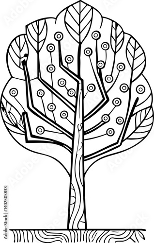 stylized tree design with agentic branches and ai inspired patterns