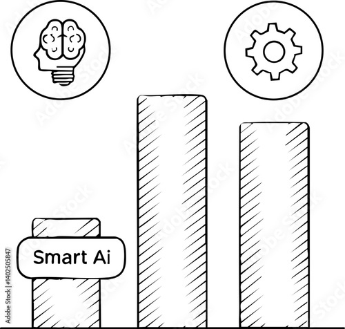 Smart AI agentic technology concept with bar graph and icons