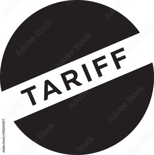 Black and white circular design with TARIFF text in the center shows new import tarif concept transparent background