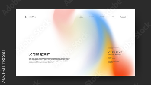 Abstract wave futuristic design of landing page. retro fluid gradient website design