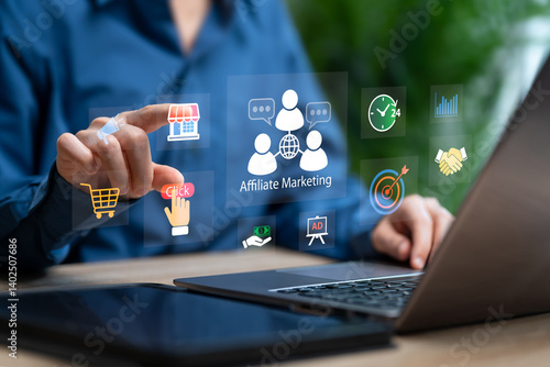 Tableau sur toile Affiliate marketing and doing business with marketing guidelines and income-gene