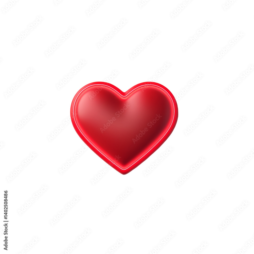 Bright red heart shape with glossy texture symbolizing love and affection Bright red heart shape with glossy texture symbolizing love and affection