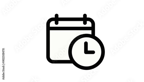 Calendar icon with clock symbol representing time management  