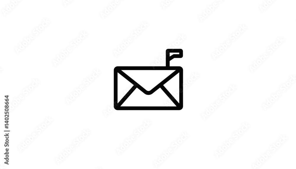 Envelope icon with flag on a white background Envelope icon with flag on a white background