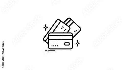 Credit cards stacked with sparkle effects on a minimalistic background  