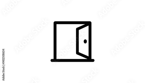 Simple open door illustration on white background  
