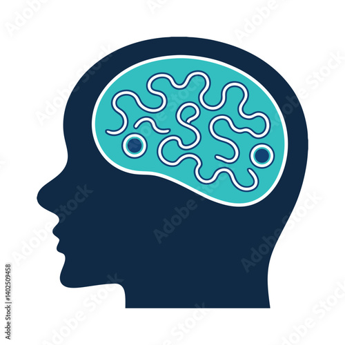 Mental Health Therapy Outline of a Head Profile - Minimalist Mental Health Connection Concept