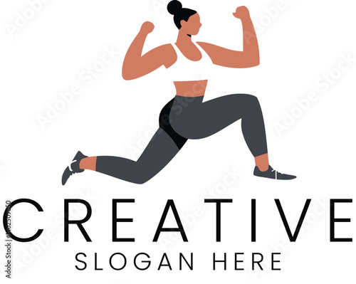 Strong Woman Fitness Logo Design Active Lifestyle gym yoga body icon girl sport 