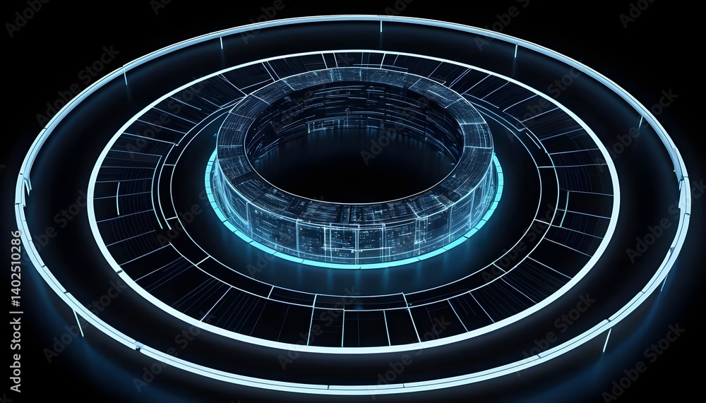 Fototapeta premium Futuristic Circular Data Center Interface
