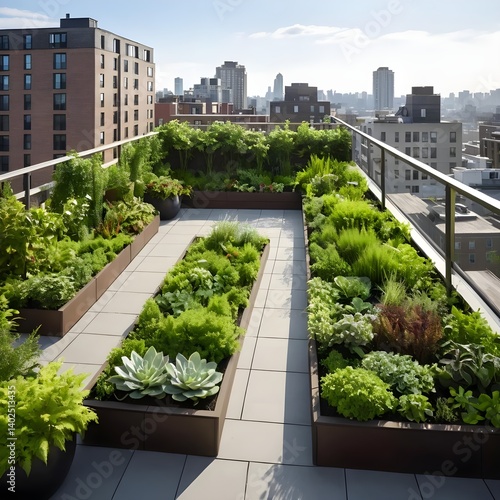 Rooftop Garden in City Setting