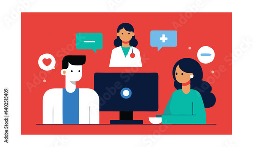 Online Doctor Consultation: A Flat Design Illustration
