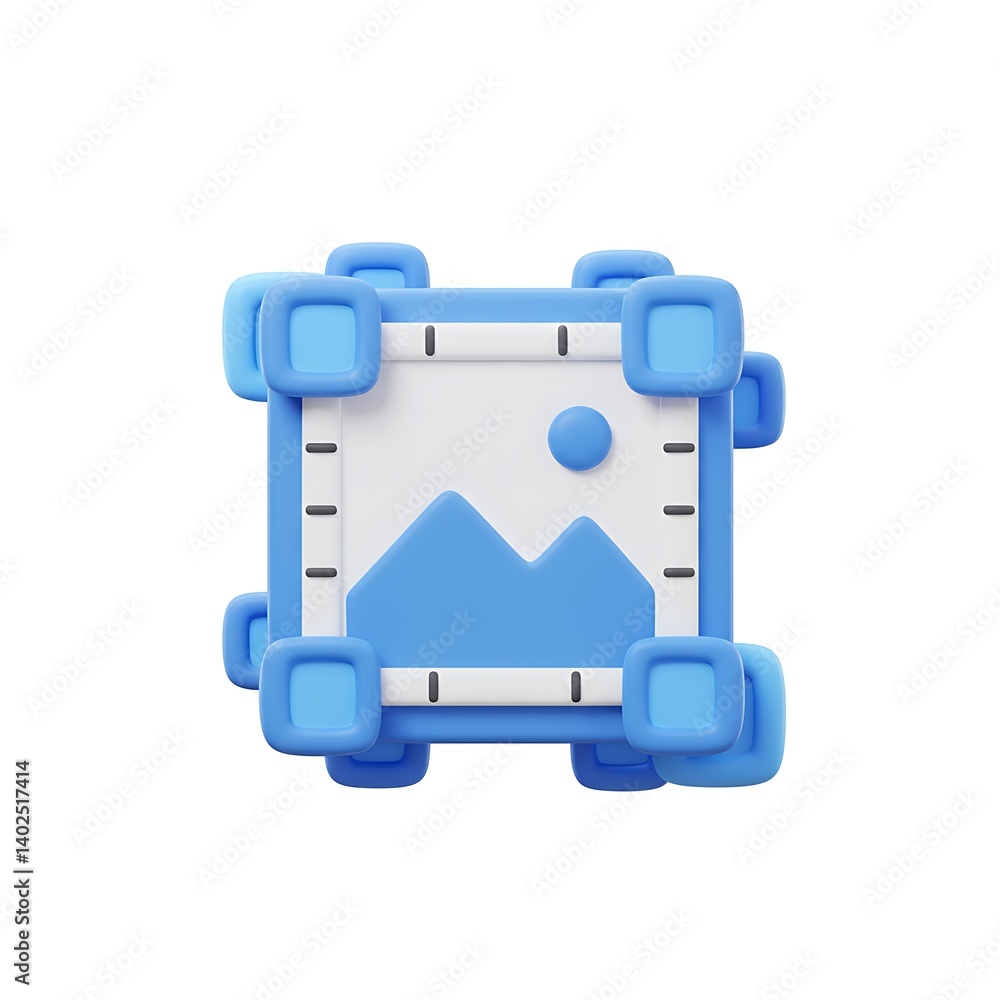 3D Render of a Blue Image Frame Icon, Modern Digital Art Graphic Design Element 3D Render of a Blue Image Frame Icon, Modern Digital Art Graphic Design Element