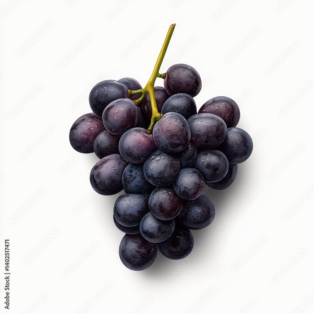 Fototapeta premium Dark purple grapes on a stem