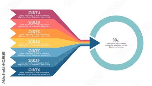 Business infographic template. Goal chart with seven options, steps. Vector chart.