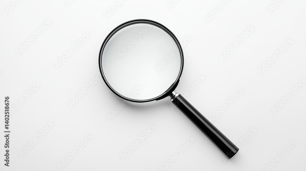 magnifying glass on white background, ideal for search icons, detective-themed graphics, or educational and research-related design materials magnifying glass on white background, ideal for search icons, detective-themed graphics, or educational and research-related design materials