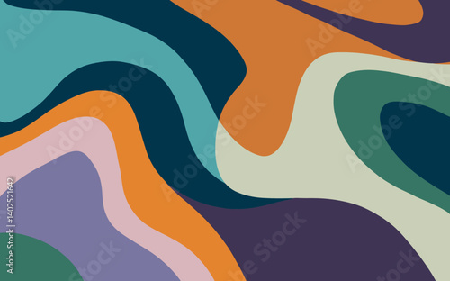 Trendy Retro Swirls Pattern in Earth Tones - Groovy Abstract Background