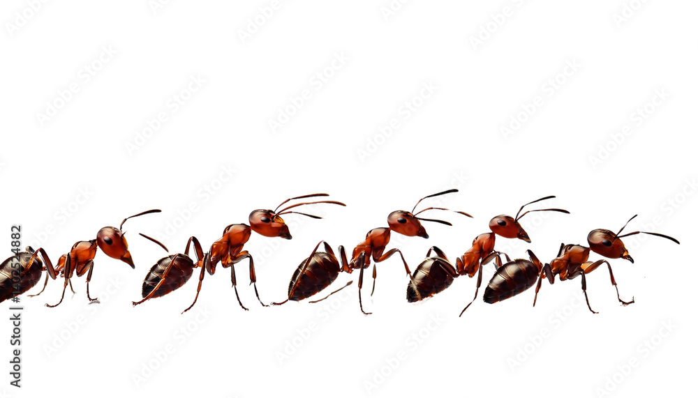 Fototapeta premium queue of ants isolated on transparent background