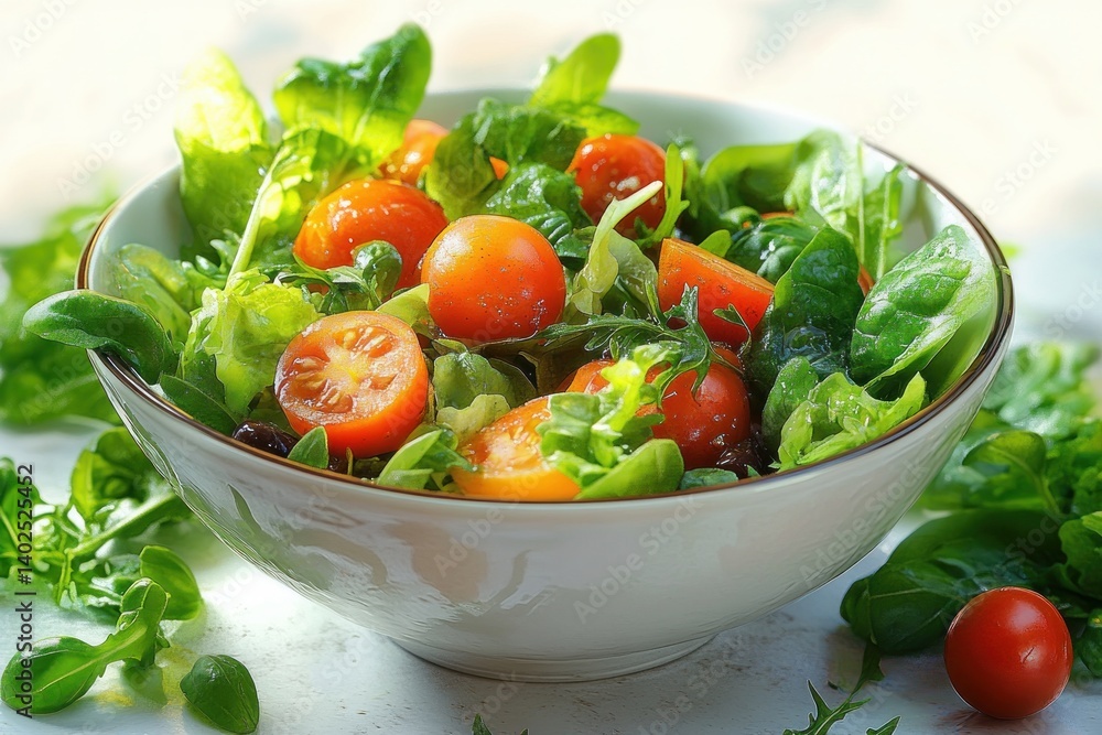 Fresh Vibrant Salad with Greens and Tomatoes Fresh Vibrant Salad with Greens and Tomatoes
