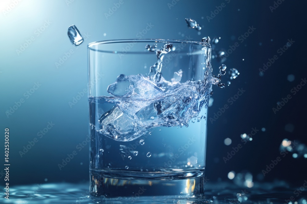 Water splashes from a glass creating dynamic droplets in an artistic setting Water splashes from a glass creating dynamic droplets in an artistic setting