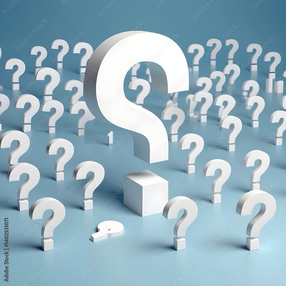 Large Question Mark Surrounded by Smaller Question Marks Large Question Mark Surrounded by Smaller Question Marks