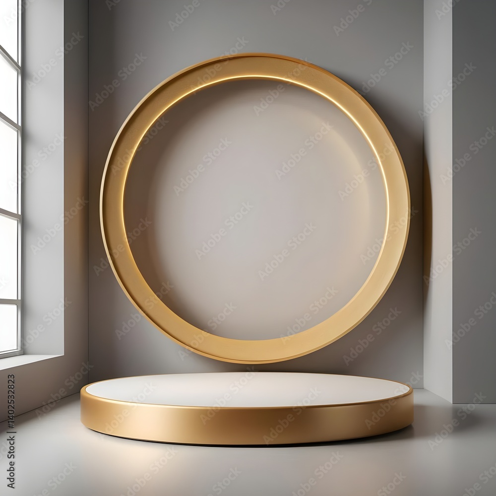 Gold Circular Display Stand and Backdrop Gold Circular Display Stand and Backdrop