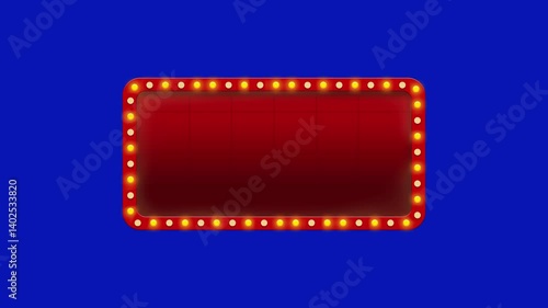 Red marquee light board sign retro on blue background