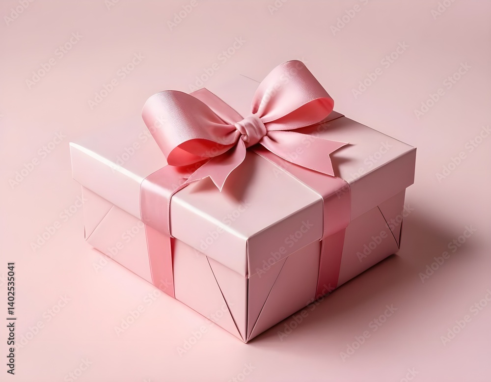 Obraz premium Pink Gift Box with Satin Bow