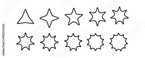 Monochrome Star Icons Set Illustration