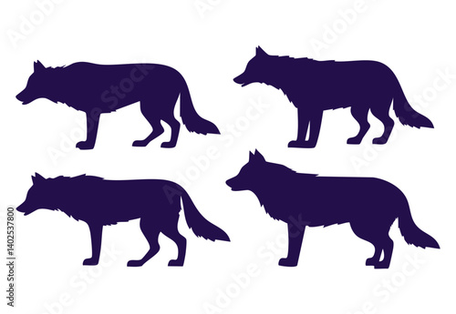 Wolf silhouette collection vector design isolated 